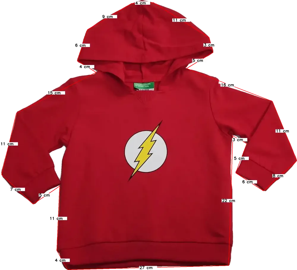 Piros Justice League Kapucnis pulóver EU 86 / UK 12-18 hónap / US 18 hónap