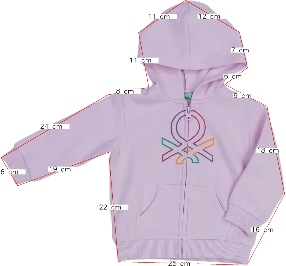 Rózsaszín Benetton Kapucnis pulóver EU 74 / UK 6-9 hónap / US 6-9 hónap