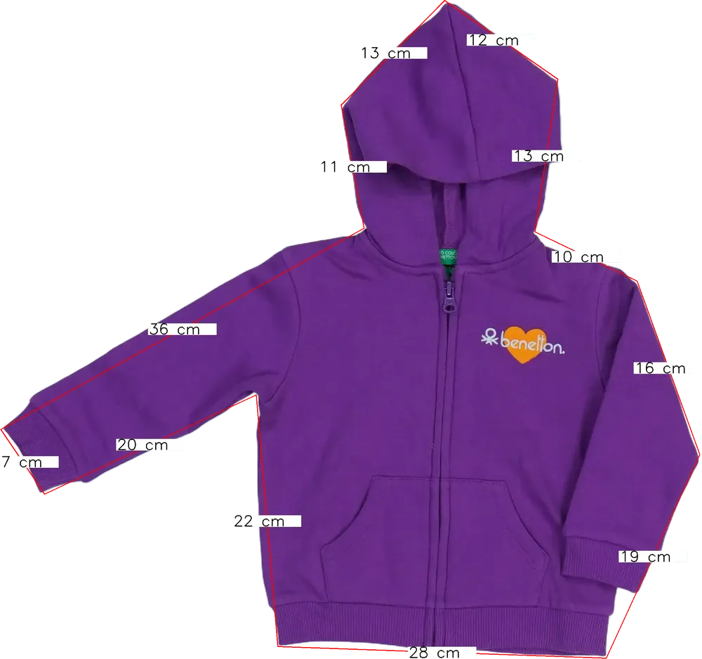 Lila Benetton Kapucnis pulóver EU 92 / UK 2 év / US 2T
