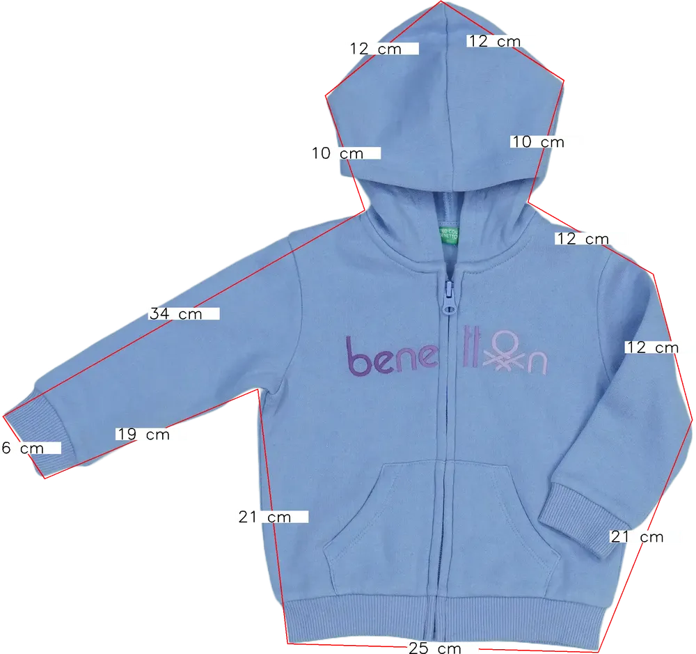 Lila Benetton Kapucnis pulóver EU 86 / UK 12-18 hónap / US 18 hónap