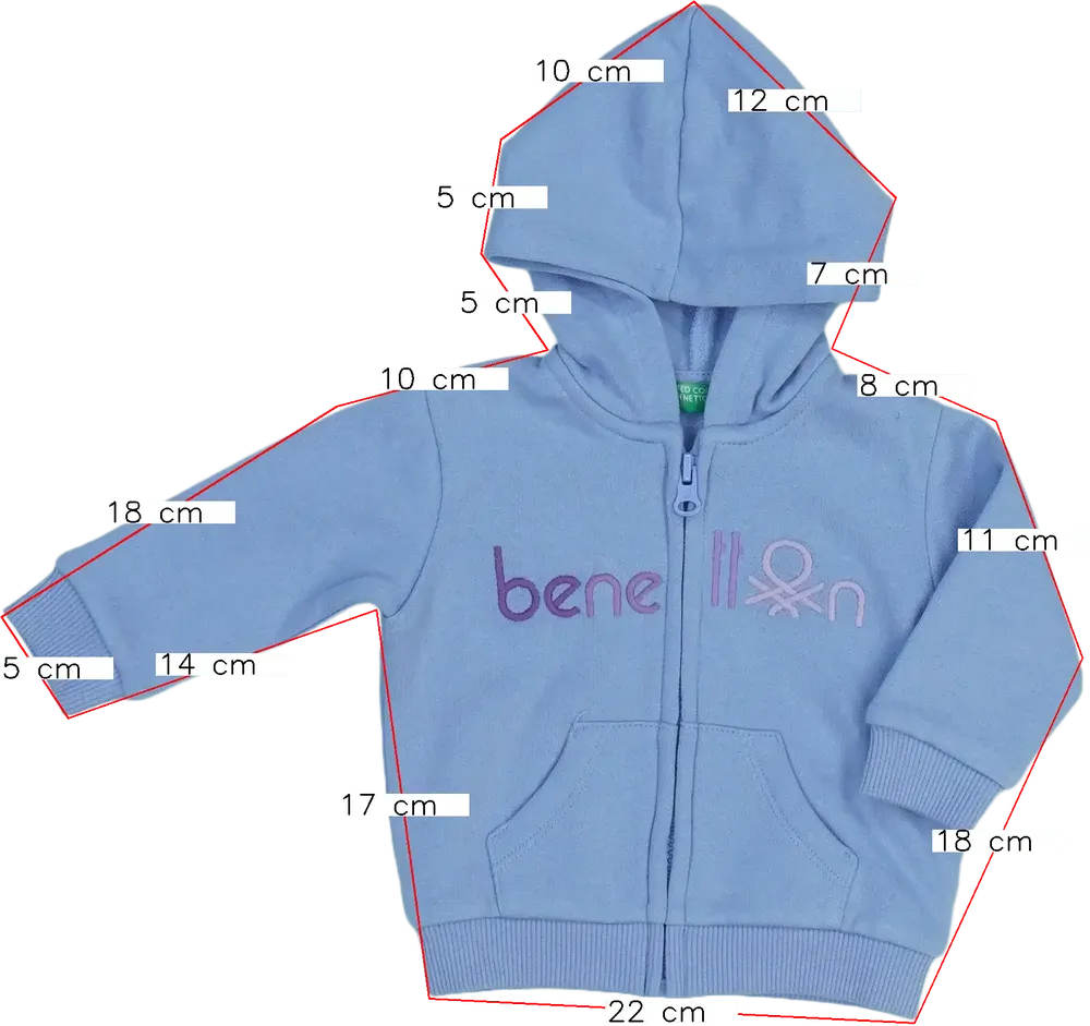 Lila Benetton Kapucnis pulóver EU 68 / UK 3-6 hónap / US 3-6 hónap