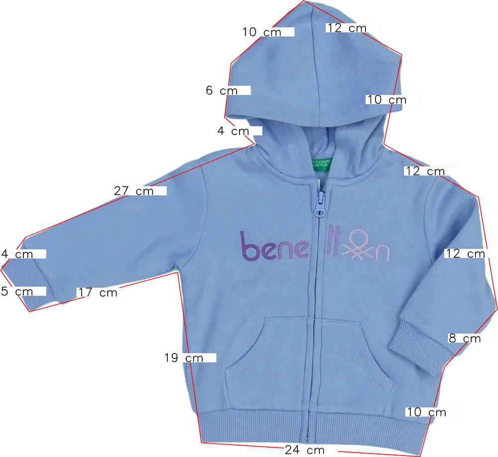 Lila Benetton Kapucnis pulóver EU 80 / UK 9-12 hónap / US 12 hónap