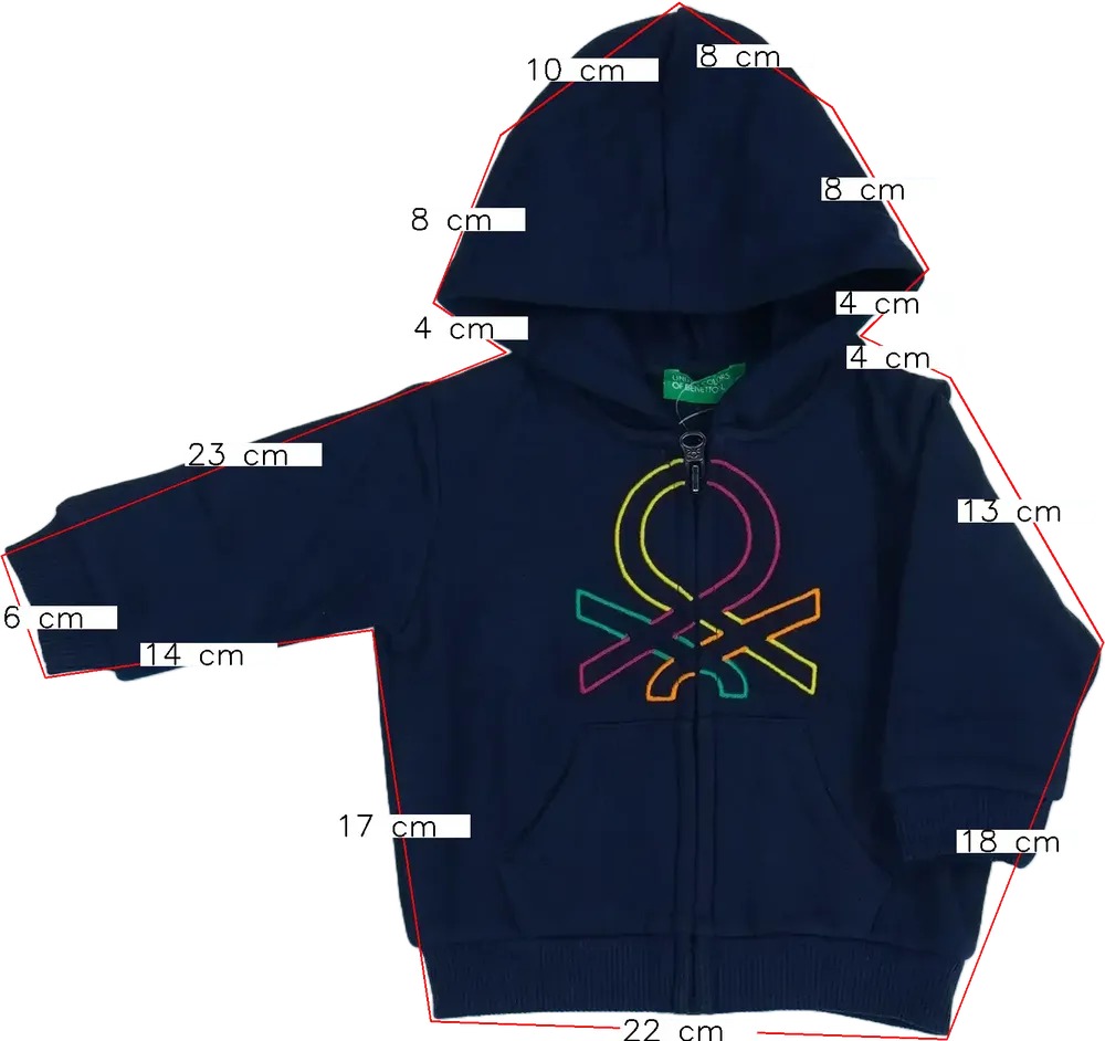 Kék Benetton Kapucnis pulóver EU 68 / UK 3-6 hónap / US 3-6 hónap