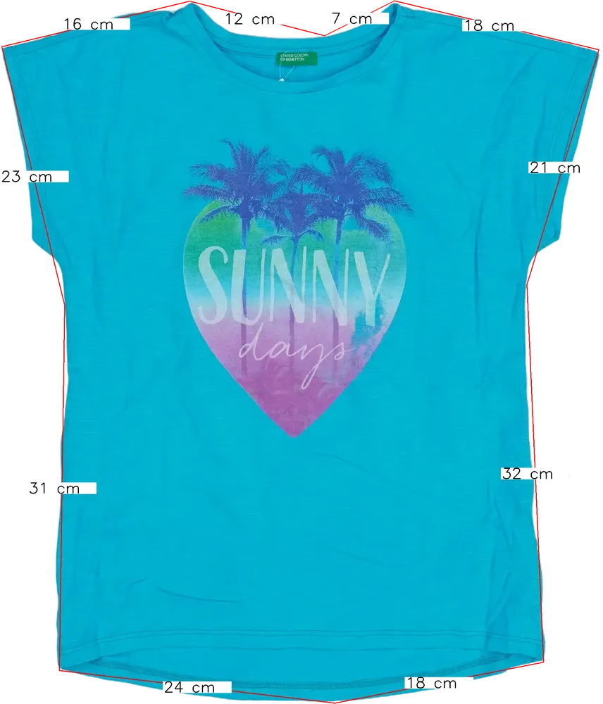 Kék Benetton Póló EU 134 / UK 9 év / US 9 év/L