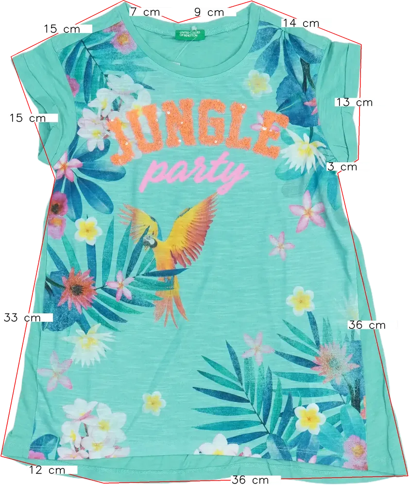 Zöld Benetton Póló EU 128 / UK 8 év / US 8 év/M