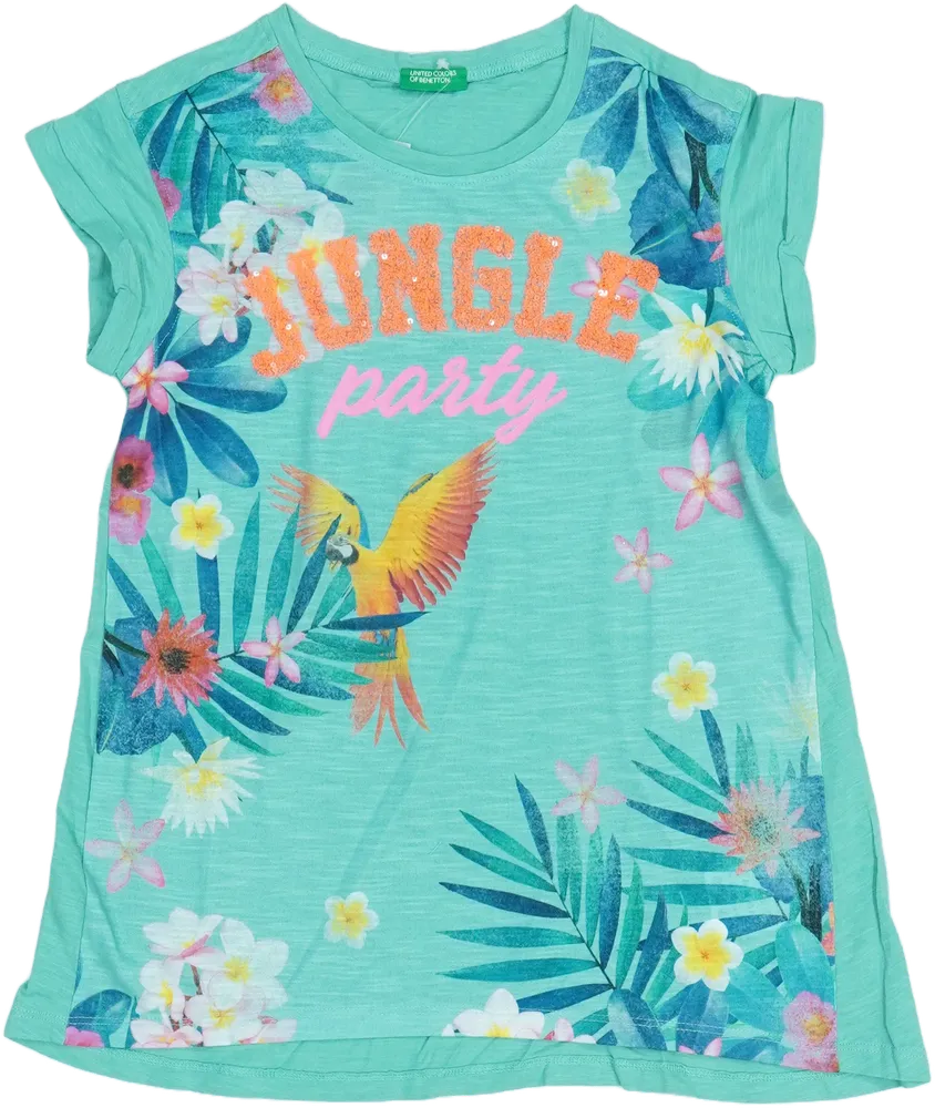 Zöld Benetton Póló EU 128 / UK 8 év / US 8 év/M