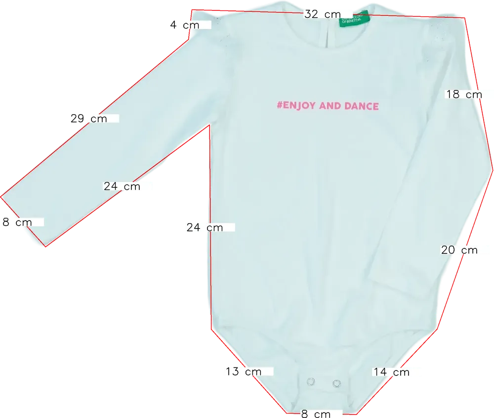 Fehér Benetton Hosszú ujjú body EU 92 / UK 2 év / US 2T