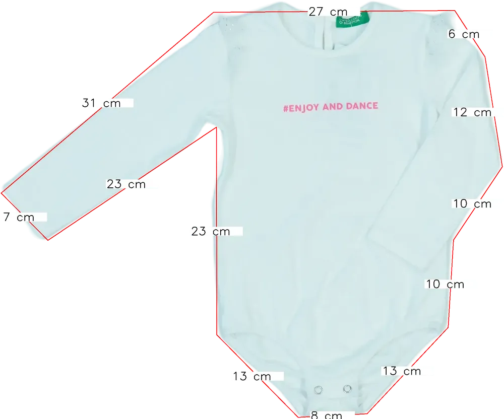 Fehér Benetton Hosszú ujjú body EU 86 / UK 12-18 hónap / US 18 hónap