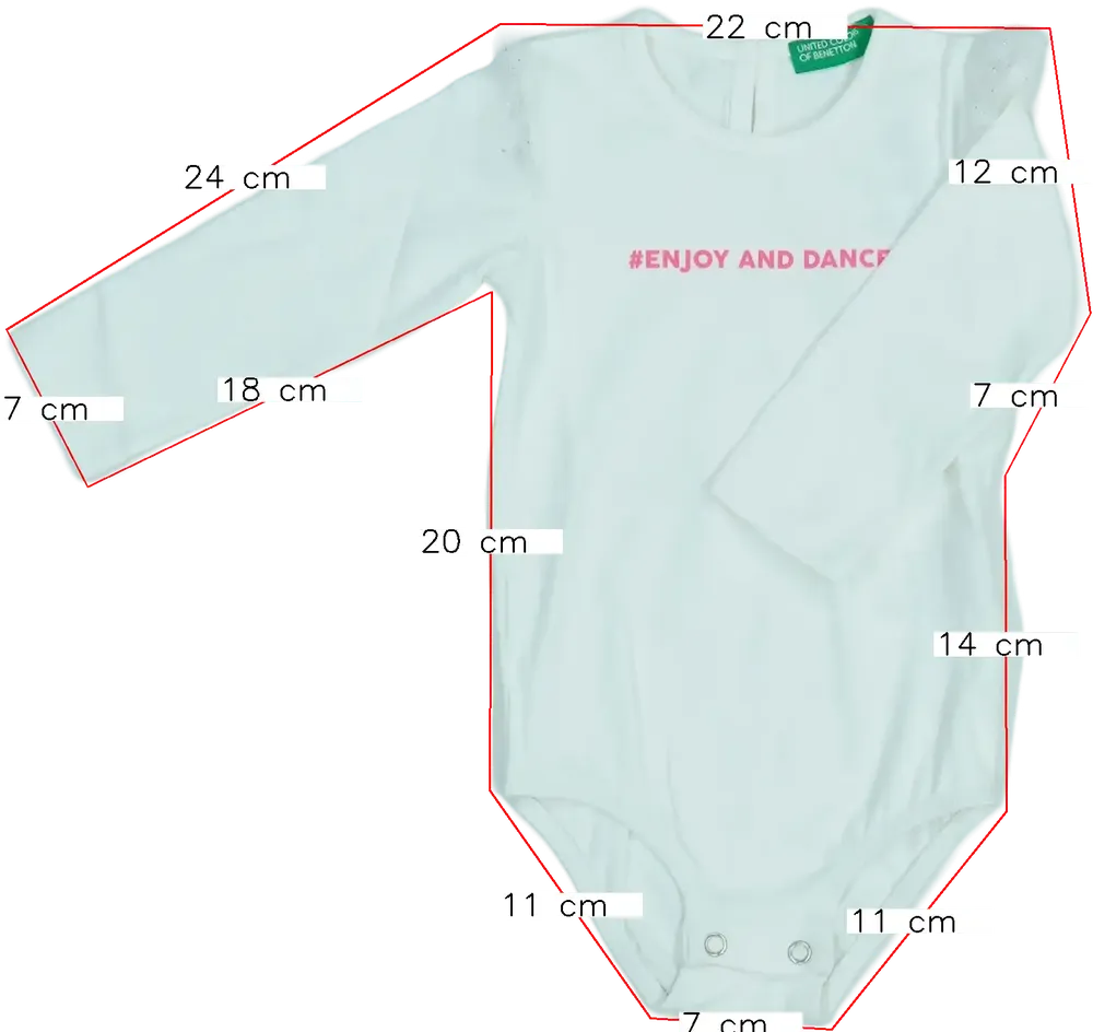 Fehér Benetton Hosszú ujjú body EU 68 / UK 3-6 hónap / US 3-6 hónap