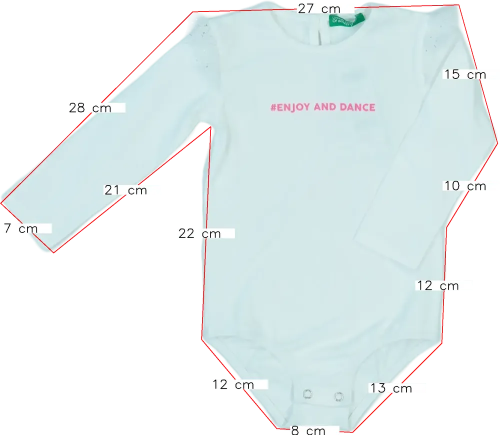 Fehér Benetton Hosszú ujjú body EU 80 / UK 9-12 hónap / US 12 hónap