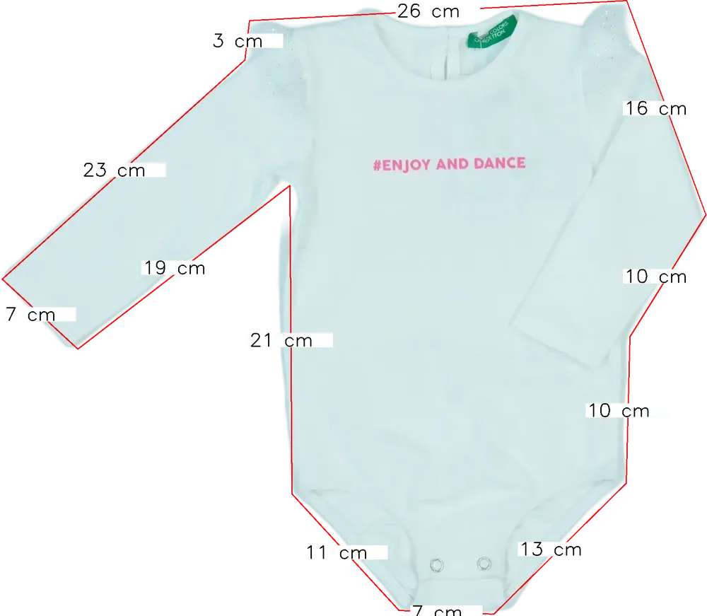 Fehér Benetton Hosszú ujjú body EU 74 / UK 6-9 hónap / US 6-9 hónap