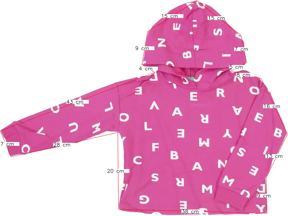 Rózsaszín Benetton Kapucnis pulóver EU 110 / UK 5 év / US 5 év/XS