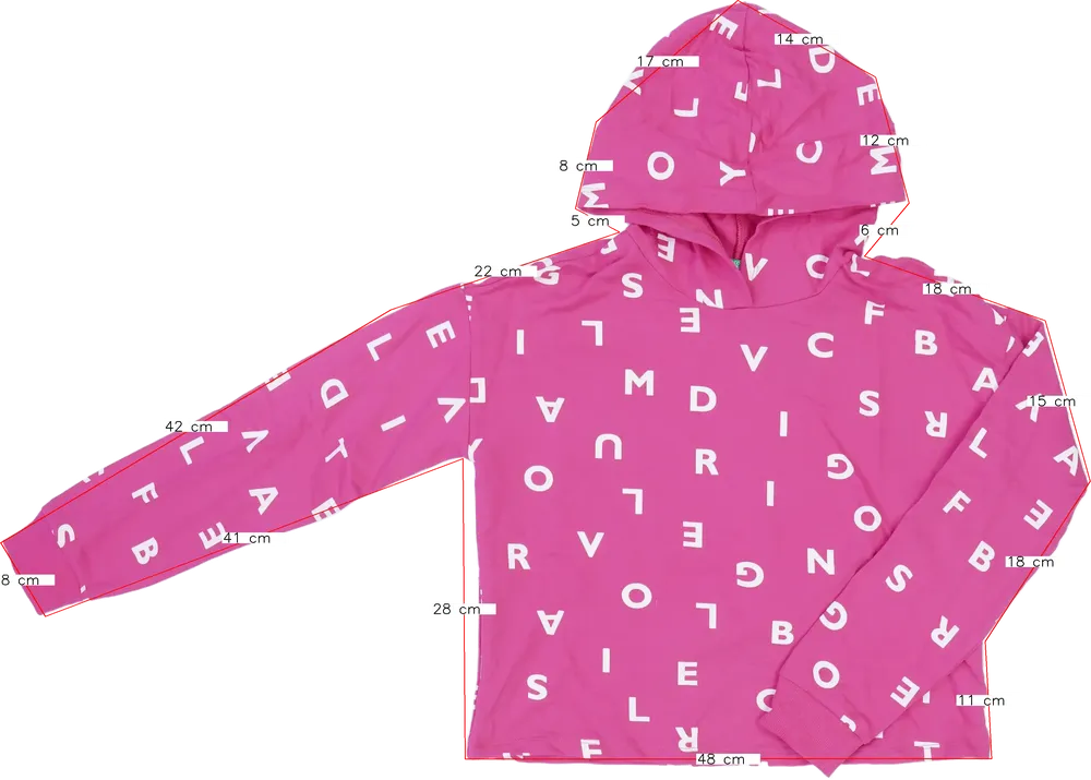 Rózsaszín Benetton Kapucnis pulóver EU 152 / UK 12 év / US 12 év/L