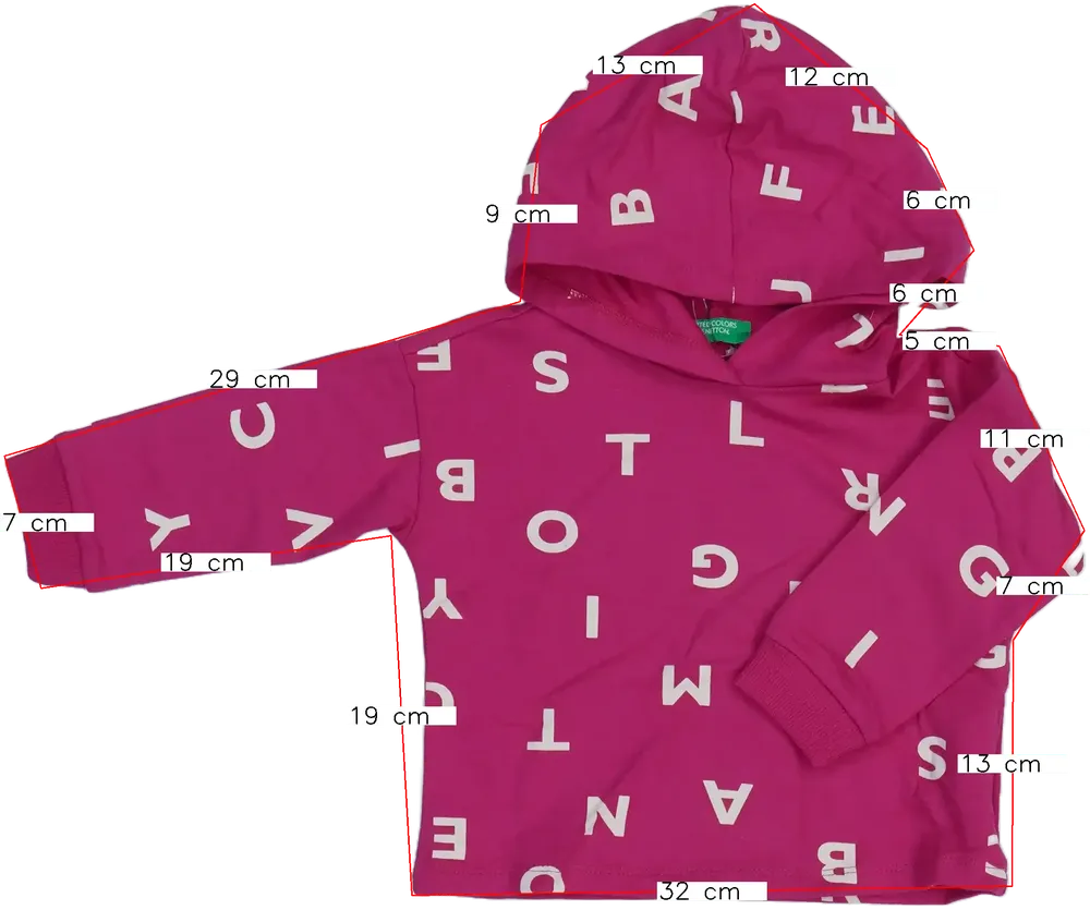 Rózsaszín Benetton Kapucnis pulóver EU 86 / UK 12-18 hónap / US 18 hónap