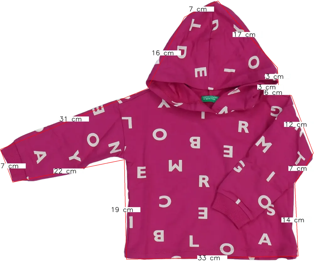 Rózsaszín Benetton Kapucnis pulóver EU 92 / UK 2 év / US 2T