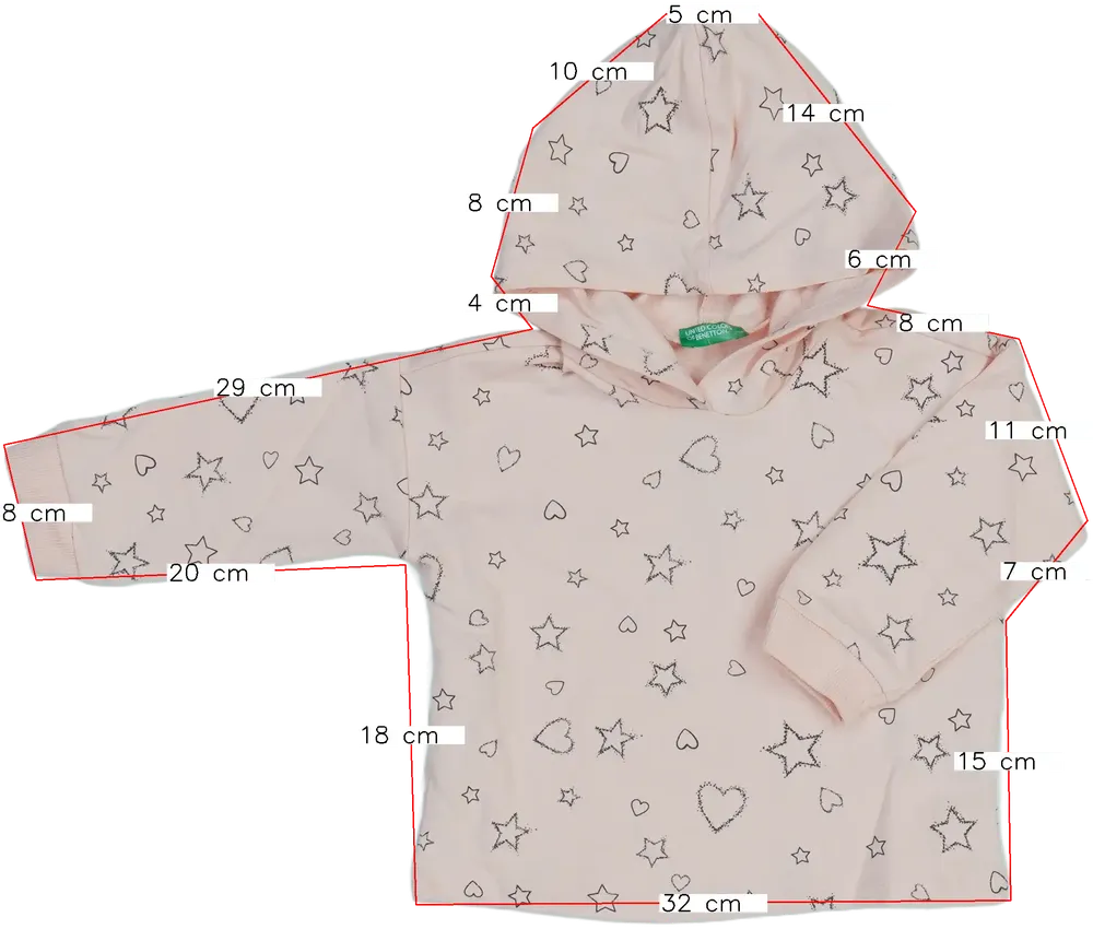 Rózsaszín Benetton Kapucnis pulóver EU 86 / UK 12-18 hónap / US 18 hónap