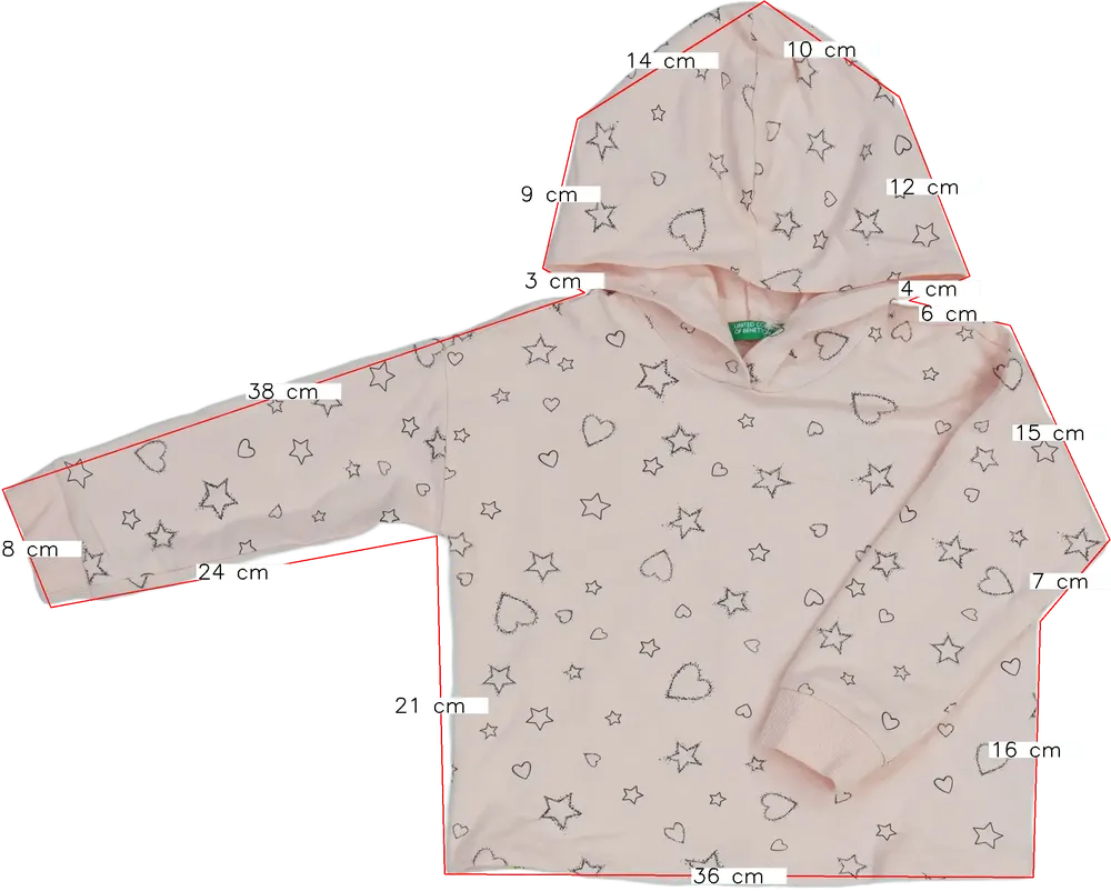 Rózsaszín Benetton Kapucnis pulóver EU 104 / UK 4 év / US 4T/XS
