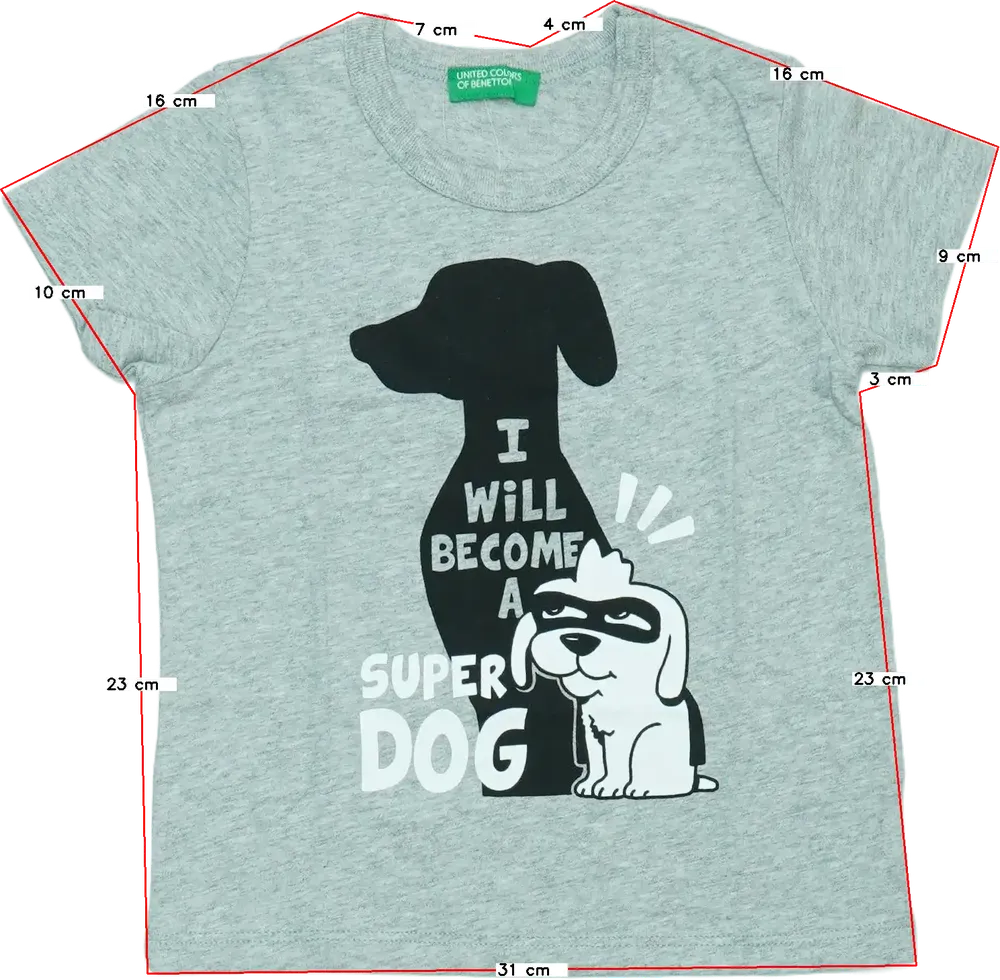 Szürke Benetton Póló EU 86 / UK 12-18 hónap / US 18 hónap