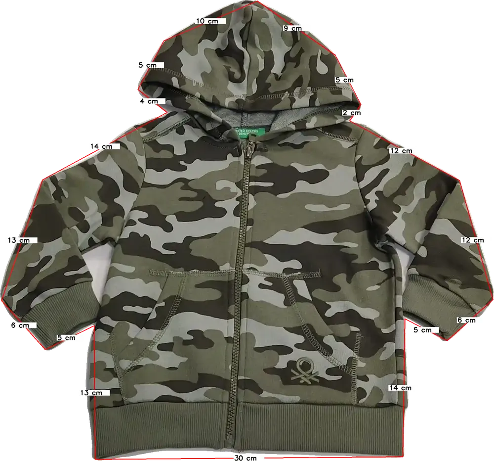 Terepszínű Benetton Kapucnis pulóver EU 92 / UK 2 év / US 2T