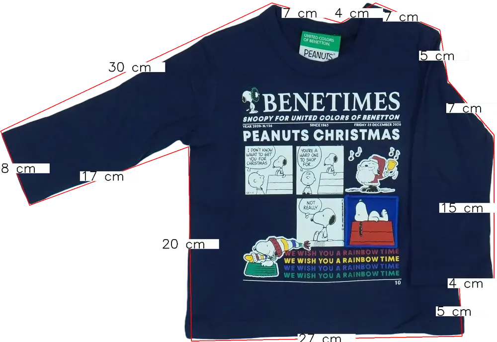 Kék Benetton Hosszú ujjú felső EU 74 / UK 6-9 hónap / US 6-9 hónap