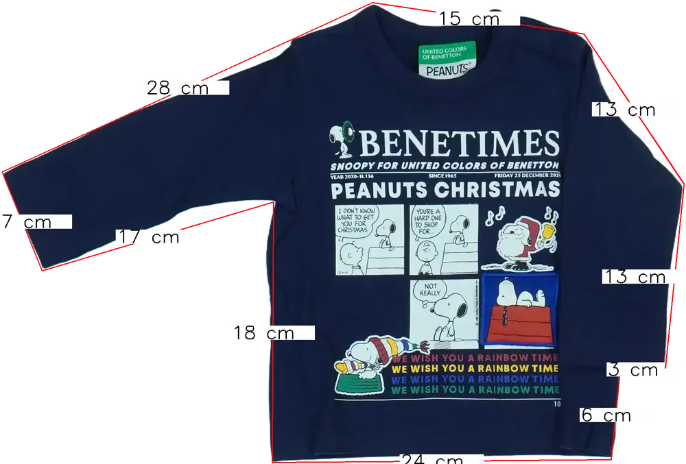 Kék Benetton Hosszú ujjú felső EU 68 / UK 3-6 hónap / US 3-6 hónap