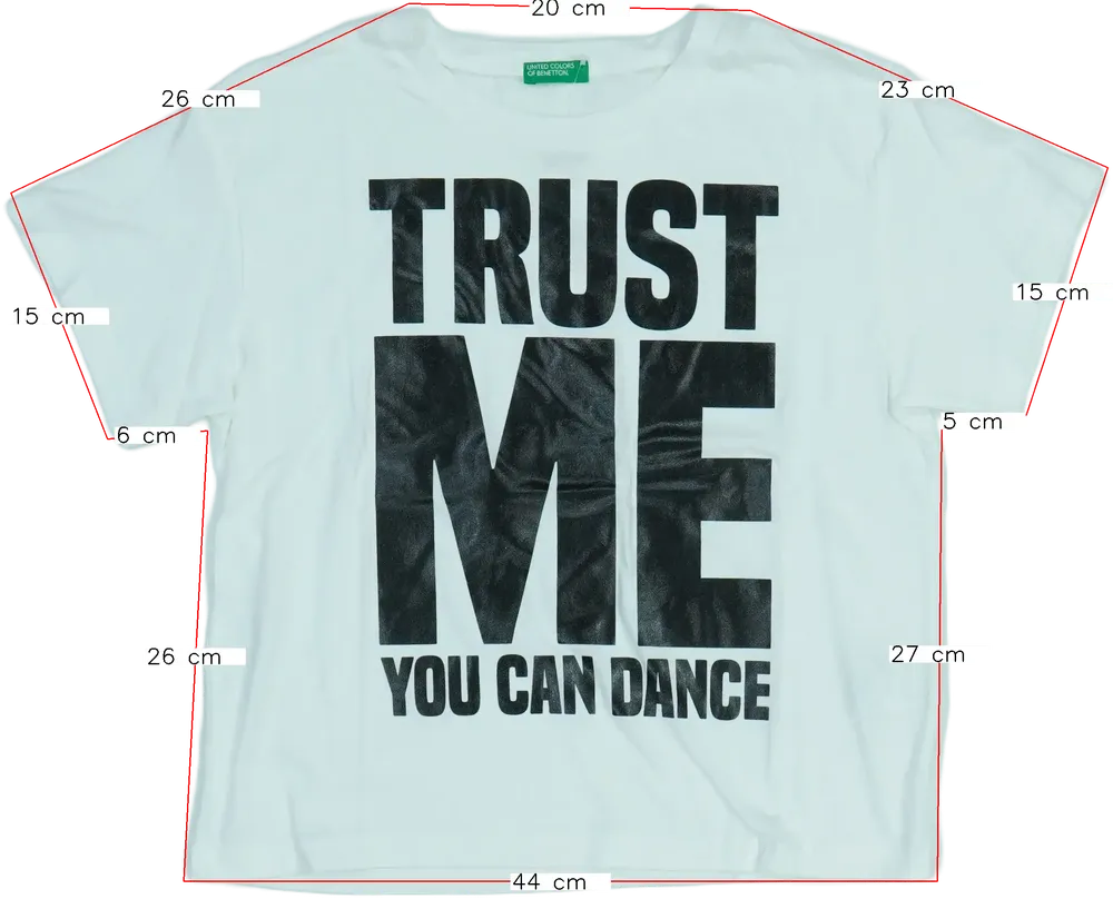 Fehér Benetton Póló EU 152 / UK 12 év / US 12 év/L