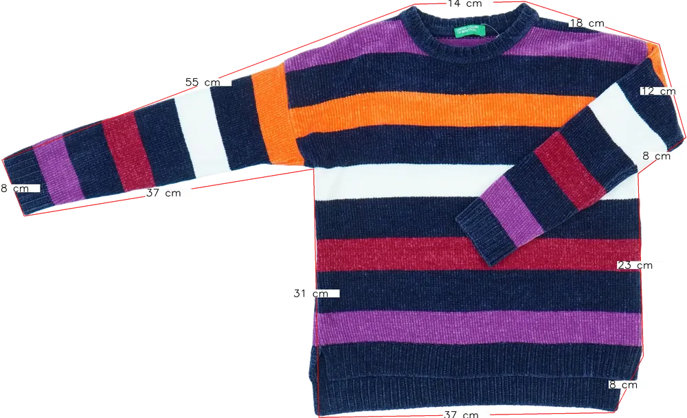 Többszínű Benetton Kötött pulcsi EU 128 / UK 8 év / US 8 év/M