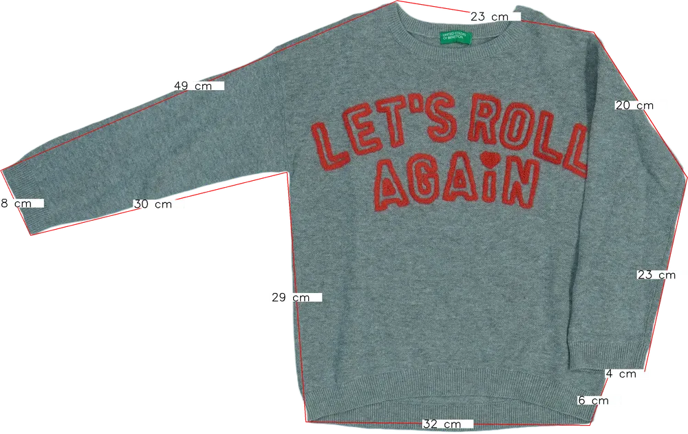 Szürke Benetton Kötött pulcsi EU 122 / UK 7 év / US 7 év/M