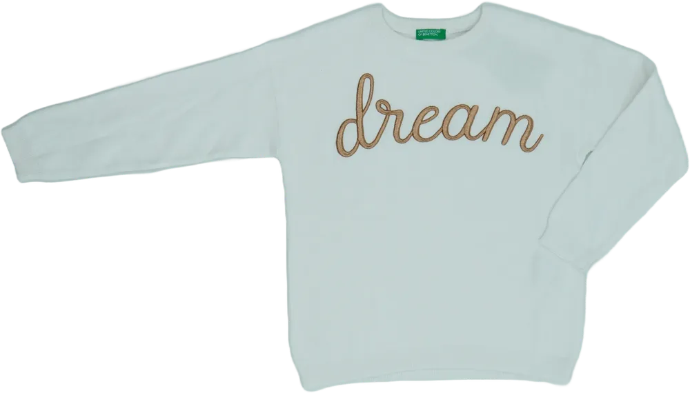 Fehér Benetton Pulóver EU 128 / UK 8 év / US 8 év/M