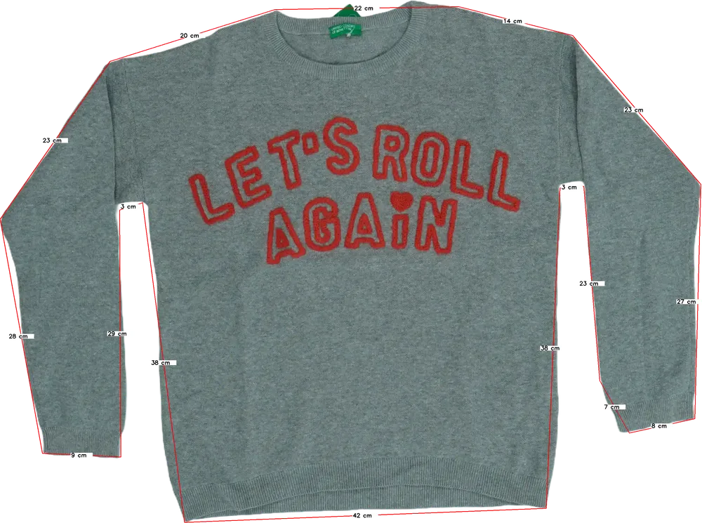 Szürke Benetton Kötött pulcsi EU 158 / UK 13 év / US 14 év/XL