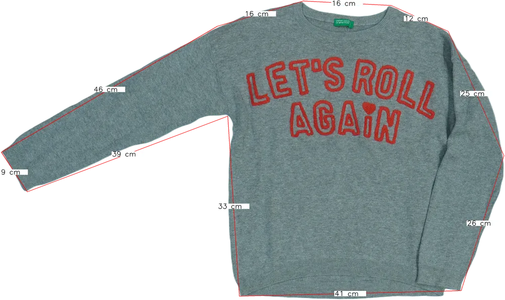 Szürke Benetton Kötött pulcsi EU 152 / UK 12 év / US 12 év/L