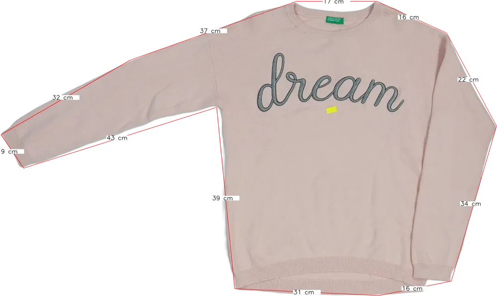 Rózsaszín Benetton Kötött pulcsi EU 164 / UK 14 év / US 14 év/XL