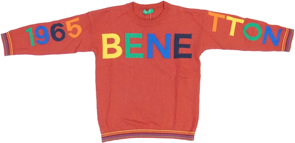 Piros Benetton Pulóver EU 104 / UK 4 év / US 4T/XS