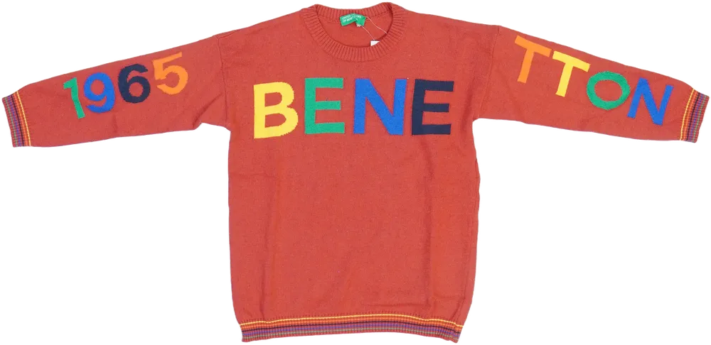 Piros Benetton Pulóver EU 110 / UK 5 év / US 5 év/XS