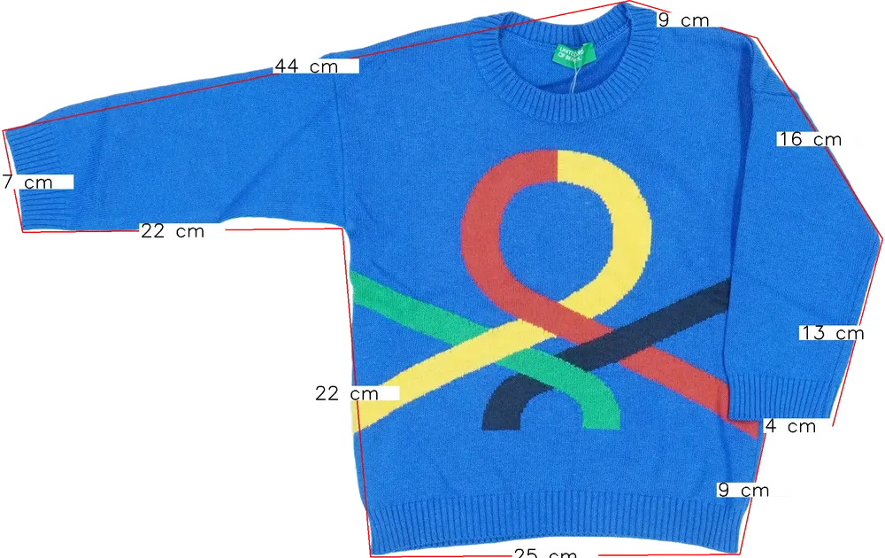 Kék Benetton Pulóver EU 92 / UK 2 év / US 2T