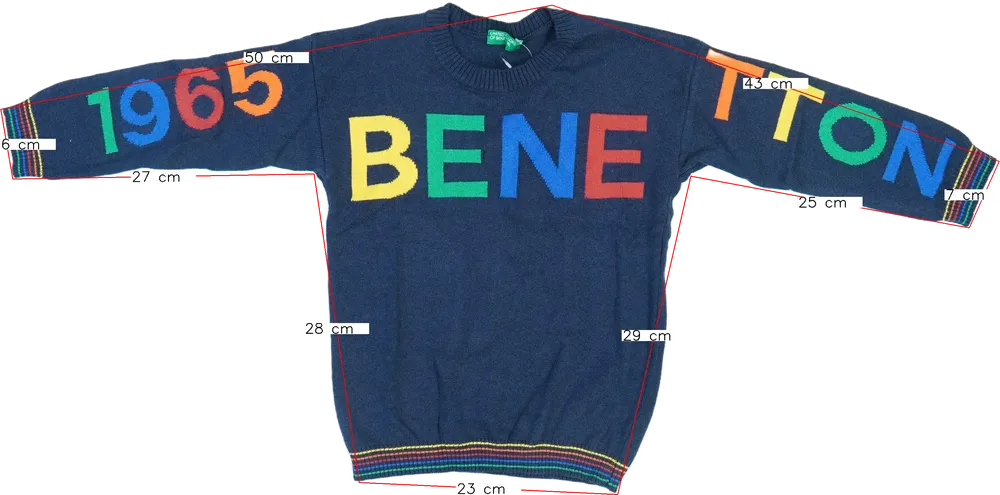 Kék Benetton Pulóver EU 104 / UK 4 év / US 4T/XS