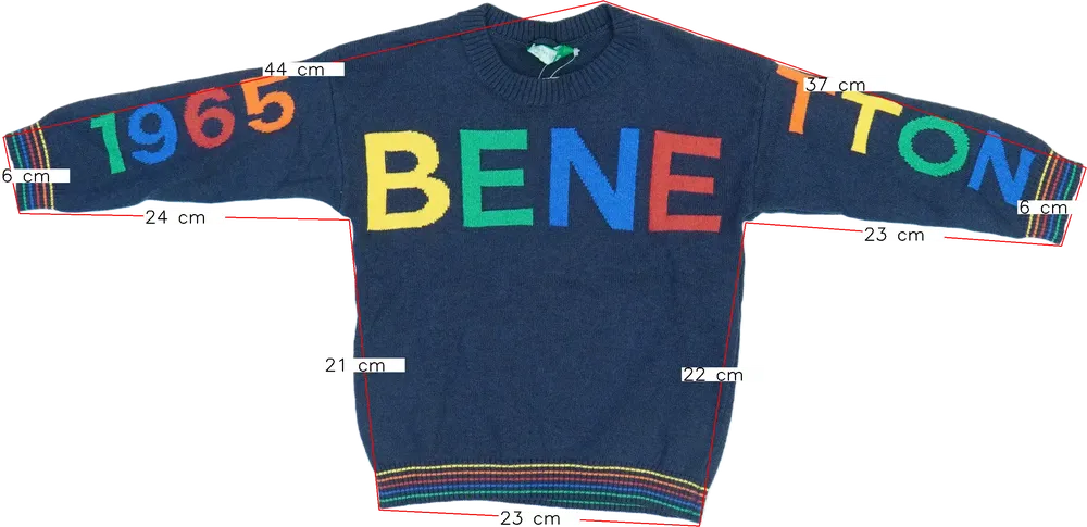 Kék Benetton Pulóver EU 92 / UK 2 év / US 2T