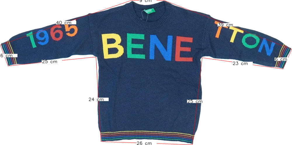 Kék Benetton Pulóver EU 92 / UK 2 év / US 2T