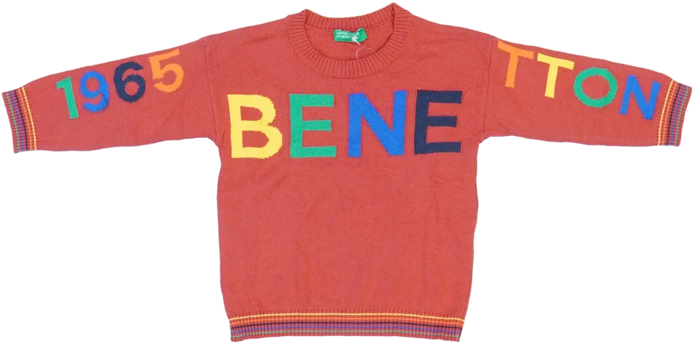 Piros Benetton Pulóver EU 86 / UK 12-18 hónap / US 18 hónap