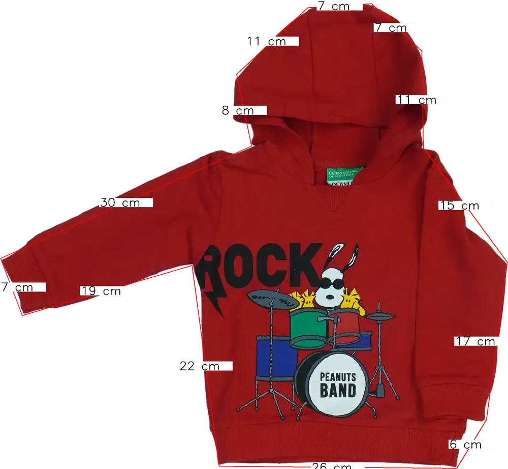 Piros Benetton Kapucnis pulóver EU 86 / UK 12-18 hónap / US 18 hónap