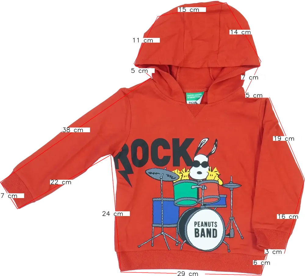 Piros Benetton Kapucnis pulóver EU 98 / UK 3 év / US 3T