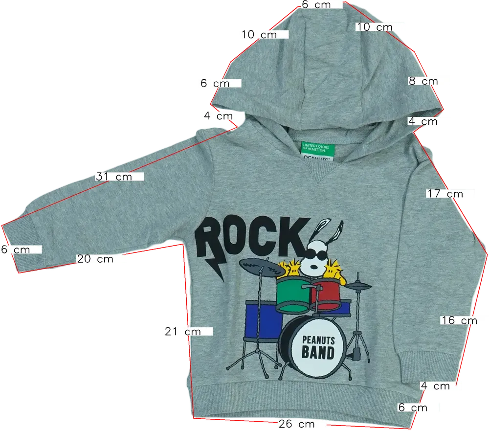 Szürke Benetton Kapucnis pulóver EU 86 / UK 12-18 hónap / US 18 hónap