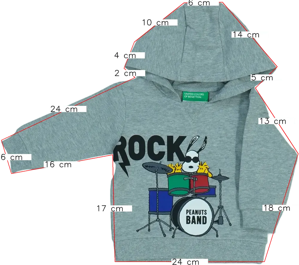 Szürke Benetton Kapucnis pulóver EU 68 / UK 3-6 hónap / US 3-6 hónap