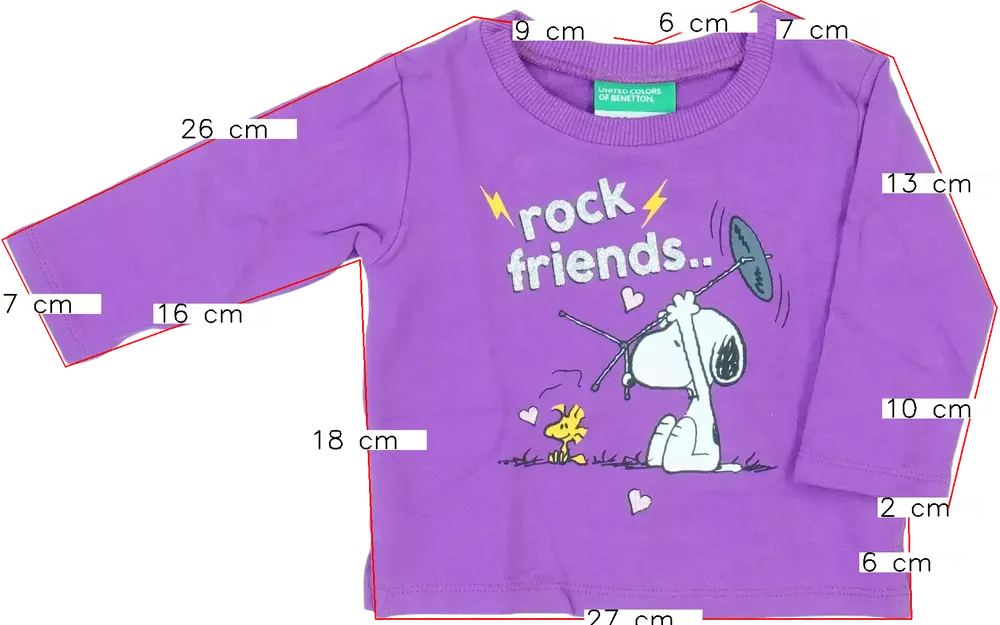 Lila Peanuts Pulóver EU 68 / UK 3-6 hónap / US 3-6 hónap