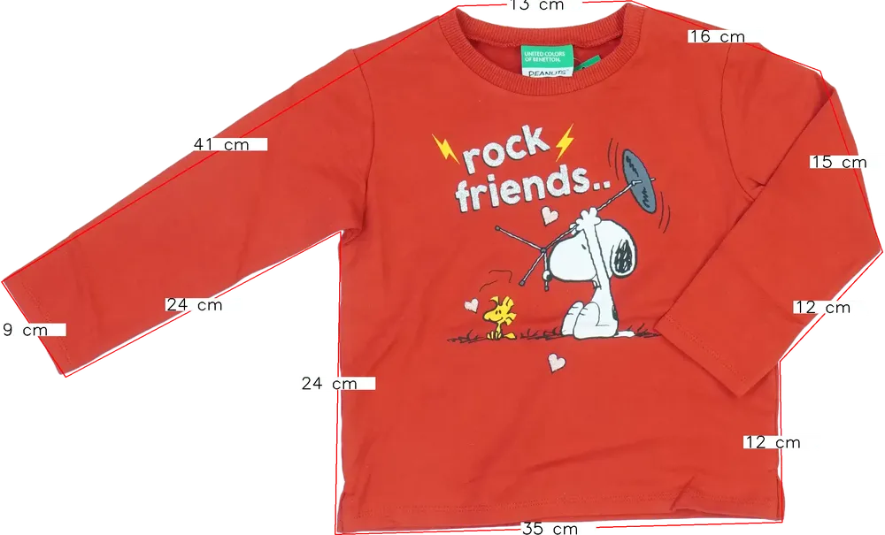 Piros Peanuts Pulóver EU 98 / UK 3 év / US 3T