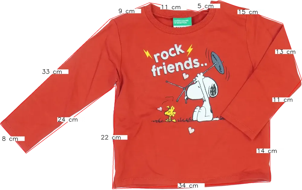 Piros Peanuts Pulóver EU 104 / UK 4 év / US 4T/XS