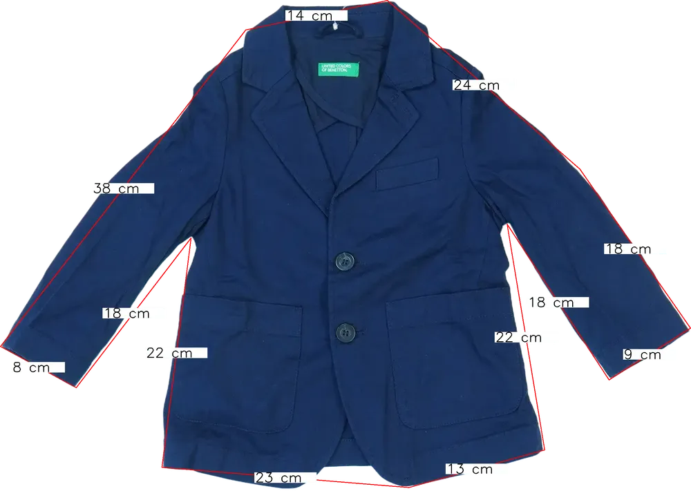 Kék Benetton Blézer és Zakó EU 92 / UK 2 év / US 2T