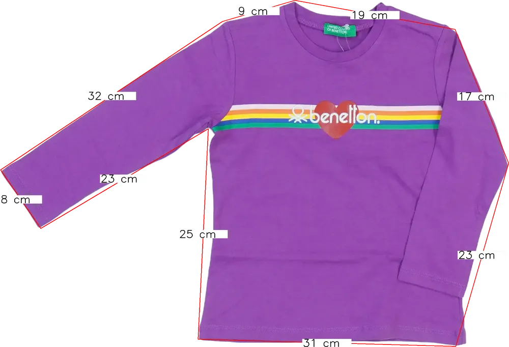 Lila Benetton Hosszú ujjú felső EU 98 / UK 3 év / US 3T