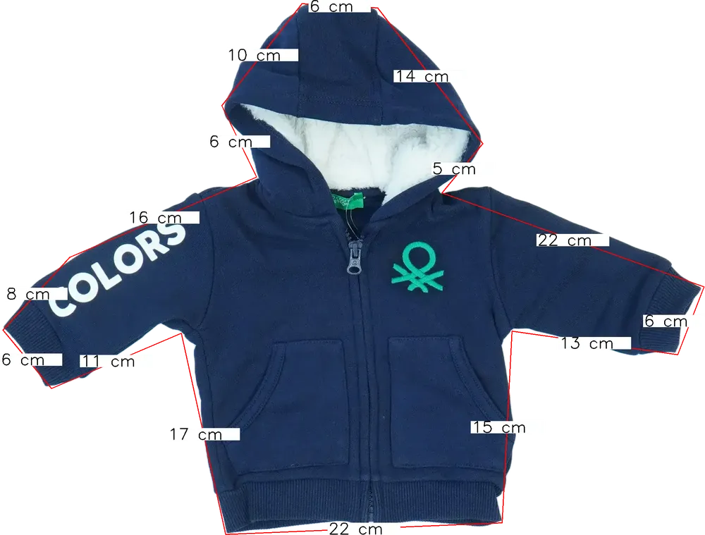 Kék Benetton Kapucnis pulóver EU 68 / UK 3-6 hónap / US 3-6 hónap