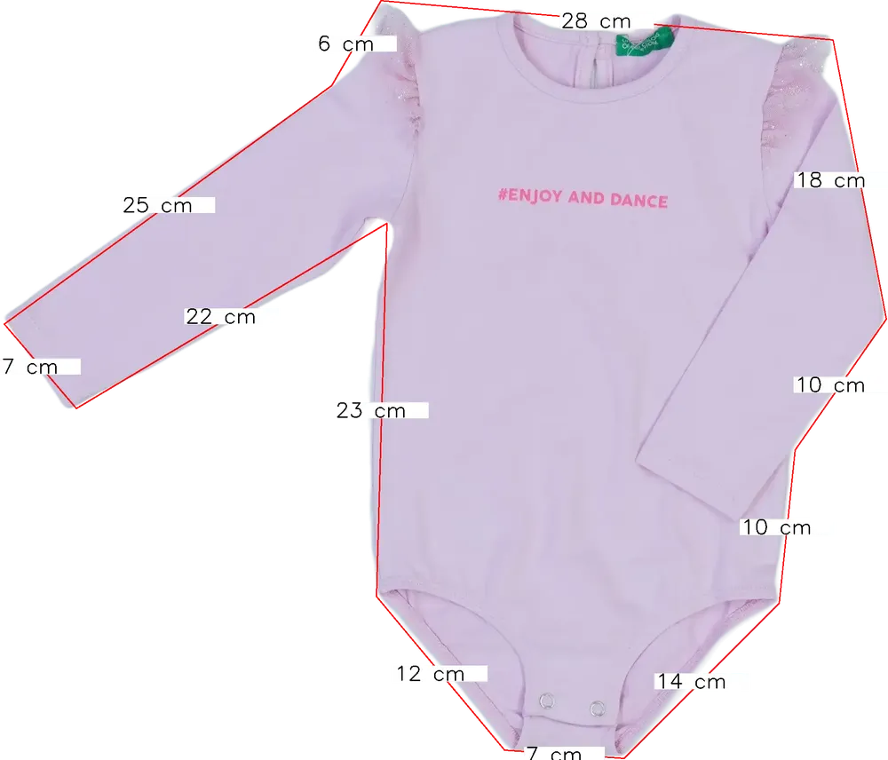 Rózsaszín Benetton Hosszú ujjú body EU 86 / UK 12-18 hónap / US 18 hónap